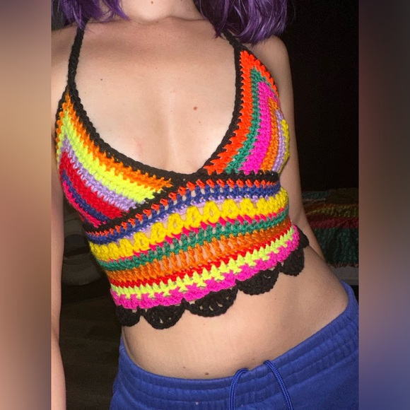 Tops - Colorful handmade crochet top